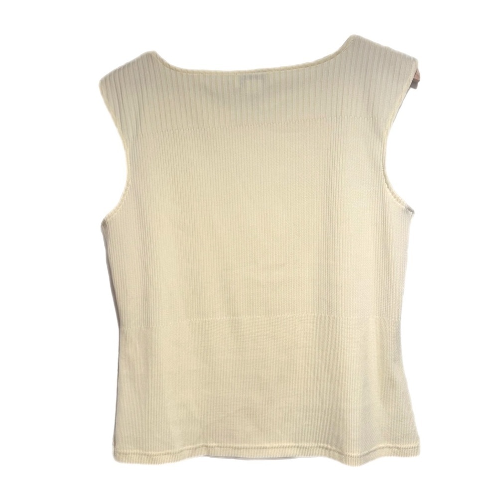 Talbots Cream Ribbed Tank Top - Picture 2 of 6